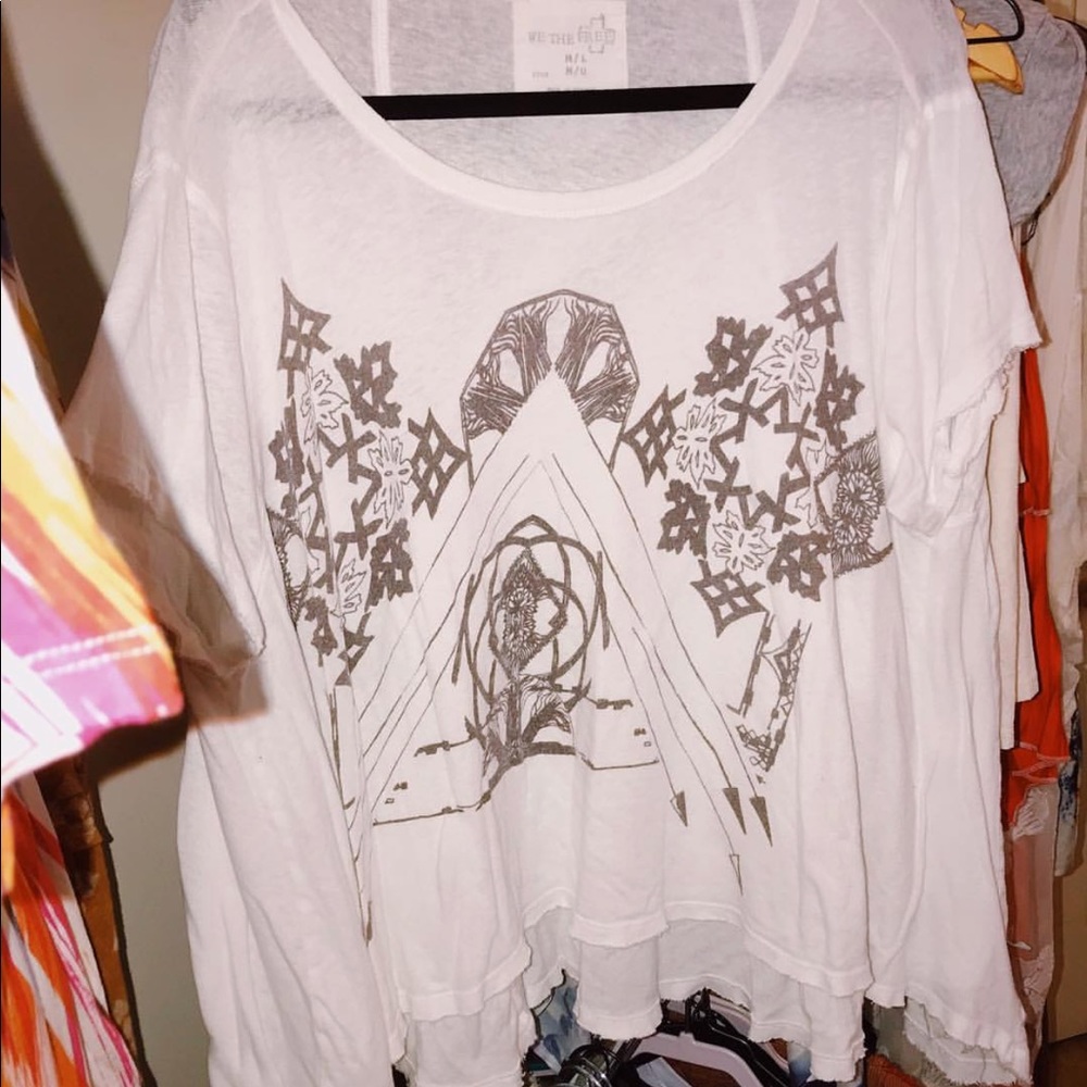 FREE PEOPLE FP Graphic tshirt Flowy crop top